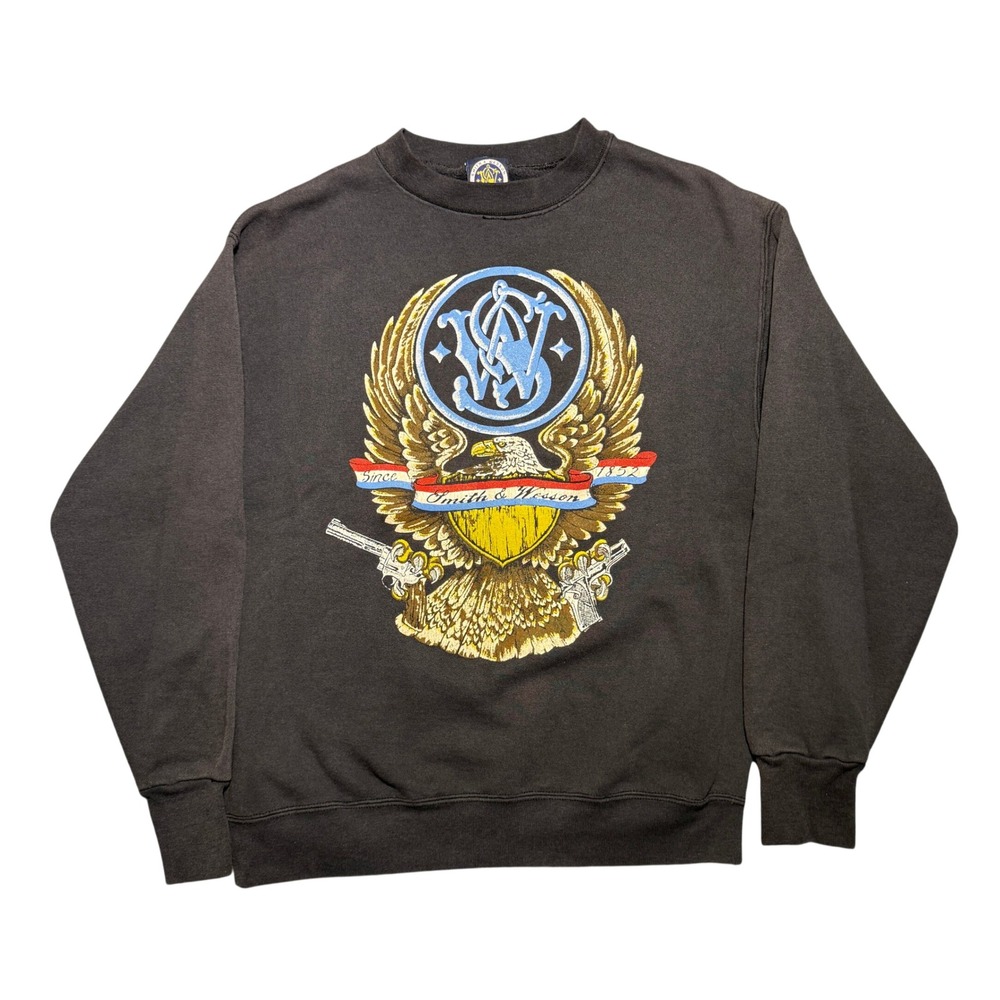 Vintage 90s Smith & Wesson Sweatshirt Black Mens Medium
